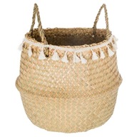 Pletený košík z morskej trávy so strapcami, 31 cm Pletený košík z morskej trávy so strapcami, 31 cm