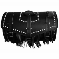Čierny kožený kufor na motorku 57 litrov, zips, 2 prilby Čierny kožený kufor na motorku 57 litrov, zips, 2 prilby