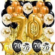 BALÓNOVÁ záclona 70th Birthday ZLATÉ konfety 100 cm