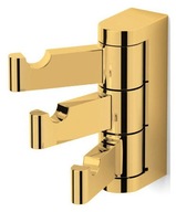 Zlatý kúpeľňový vešiak s 3 pohyblivými háčikmi