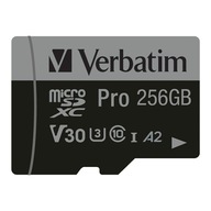 Pamäťová karta Micro SDXC Verbatim Pro U3 256 GB (100/90 MB/s) Class 10 U3 V3