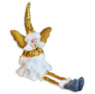 Vianočný anjel sediaci, 34 cm, zlatý