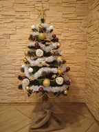Vianočný stromček na kmeni, zdobený ozdobami, 120 cm
