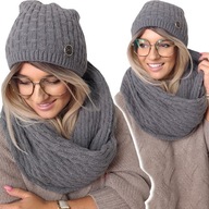 Krásny dámsky SET ČIAPKA + SKIRT WARM POLISH zimný šál PREMIUM