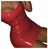 Červené trblietavé mini šaty Vinyl Latex Lack