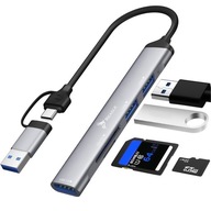 HUB USB-C USB-A 2v1 pre 3x USB porty Čítačka SD TF