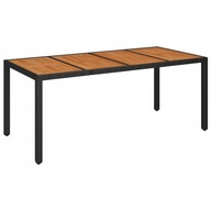 Záhradný stôl s drevenou doskou, čierny, 190x90x