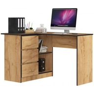 Moderný písací stôl 124 cm remeselný dub s 3 zásuvkami