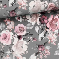 Bambusová látka Roses on sivá Bambusová látka Roses on sivá