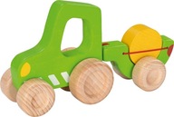Traktor Goki s prívesným vozíkom drevený Pre rúčku batoľaťa