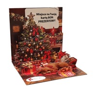 Vianočná pohľadnica DARČEKOVÝ POUKAZ s priestorom na darček, skvelé 3D pohľadnice