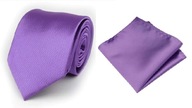 Pánska fialová levanduľová obyčajná kravata + vreckovka