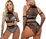 TELOVÝ BODYSTOCKING SIEŤOVANÝ EROTICKÝ JUMPER + SEXY VRCHNÉ NOHAVIČKY SO ZIRKÓNIAMI TELOVÝ BODYSTOCKING SIEŤOVANÝ EROTICKÝ JUMPER + SEXY VRCHNÉ NOHAVIČKY SO ZIRKÓNIAMI