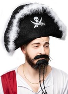 Pirátska čiapka s bielou kožušinou pre dospelých