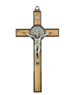 20 cm kovový kríž sv. Benedikt olivovník