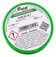 BEZOLOVINOVÝ CÍN Sn99,3Cu0,7 100g 1mm SW26/2,5% BEZOLOVINOVÝ CÍN Sn99,3Cu0,7 100g 1mm SW26/2,5%