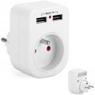 NABÍJAČKA ELEKTRICKEJ SIETE SPLITTER ZLODEČKA x 2 USB 2.1A NABÍJAČKA ELEKTRICKEJ SIETE SPLITTER ZLODEČKA x 2 USB 2.1A
