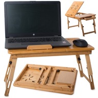 Bambusový stolík na notebook so stojanom na posteľ