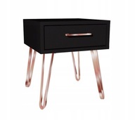 Čierny nočný stolík, ružové zlato 40x40 GLAMOUR