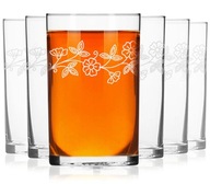 Poháre na kávu a čaj s gravírovanou dekoráciou 250 ml kvetinové sklo (8)