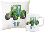 Vankúš + Hrnček s TRACTOR TRACTOR zelený + MENO Vankúš + Hrnček s TRACTOR TRACTOR zelený + MENO