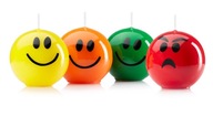 Emoji guľové sviečky 6 cm, sada 4 farieb Emoji guľové sviečky 6 cm, sada 4 farieb