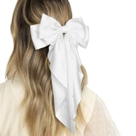 Svadobná mašľa do vlasov, veľká, dlhá, módna, elegantná, biela ozdoba do vlasov Svadobná mašľa do vlasov, veľká, dlhá, módna, elegantná, biela ozdoba do vlasov