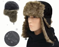 Zimná pilotná čiapka Ushanka pre mrazivú zimu s kožušinou, ČIERNA