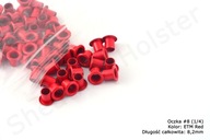 Očká na Kydex -E.M.T RED- dĺžka 8,2mm - 25 kusov Očká na Kydex -E.M.T RED- dĺžka 8,2mm - 25 kusov