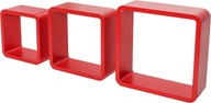 Sada 3 závesných políc CUBE, červená polica Sada 3 závesných políc CUBE, červená polica