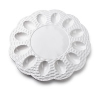 Ozdobný biely porcelánový tanier na 12 vajec, 30 cm