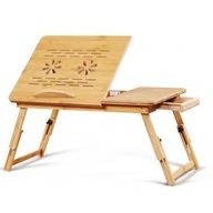 Skladací bambusový stolík na notebook, stabilný stôl