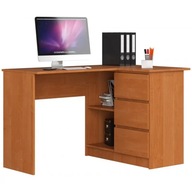 Rohový písací stôl jelša 124 cm, 3 zásuvky, 2 police