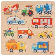 Drevené puzzle s rúčkami, vozidlá Goki Drevené puzzle s rúčkami, vozidlá Goki