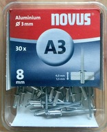 NOVUS Hliníkové nity A3 / 8 mm 30 ks 045-0021