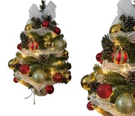 Malý vianočný stromček 50 cm s ozdobami DEKORÁCIE červené zlato ready LED HIT