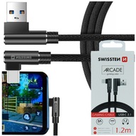 SWISSTEN Pletený kábel s uhlom 90° USB-USB-C 1,2 m SWISSTEN Pletený kábel s uhlom 90° USB-USB-C 1,2 m