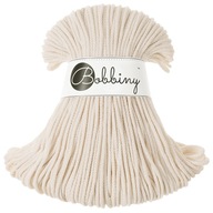 Bavlnená makramé šnúrka BOBBINY 3mm, spletená s jadrom NATURAL ecru Bavlnená makramé šnúrka BOBBINY 3mm, spletená s jadrom NATURAL ecru