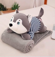 VANKÚŠ S DEKOU 2v1 plyšový maskot HUSKY VANKÚŠ S DEKOU 2v1 plyšový maskot HUSKY