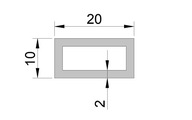 Hliníkový profil 20x10x2 - 10 cm, dĺžka do 60 cm