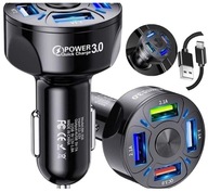 Nabíjačka do auta 4x USB PD QC 3.0 pre telefón + kábel RÝCHLO NABÍJANIE Nabíjačka do auta 4x USB PD QC 3.0 pre telefón + kábel RÝCHLO NABÍJANIE