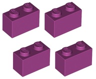 LEGO kocka 1x2 fuchsiová, purpurová 4 ks 3004 NOVINKA