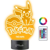 3D LED nočná lampa PIKACHU POKEBALL POKEMON Meno 3D LED nočná lampa PIKACHU POKEBALL POKEMON Meno