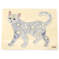 VIGA Drevená Montessori puzzle mačka so špendlíkmi VIGA Drevená Montessori puzzle mačka so špendlíkmi
