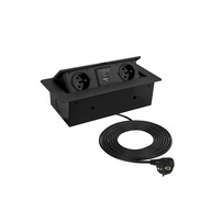 KOMBI BOX USB A+C zapustená nábytková zásuvka, kábel 3m, ČIERNA KOMBI BOX USB A+C zapustená nábytková zásuvka, kábel 3m, ČIERNA