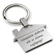 Domáca gravírovaná kľúčenka, darček do nového domu, s vlastným logom a nápisom Domáca gravírovaná kľúčenka, darček do nového domu, s vlastným logom a nápisom