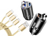 Rýchla USB nabíjačka do auta + kábel typu C + kábel 3 v 1 Rýchla USB nabíjačka do auta + kábel typu C + kábel 3 v 1