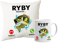Rybársky hrnček + súprava vankúša, ryby volajú Rybársky hrnček + súprava vankúša, ryby volajú