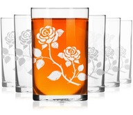 Poháre na kávu a čaj s gravírovanou dekoráciou 250 ml Kvety ruží (6)