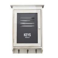 Retro béžová čierna drevená skrinka na kľúče